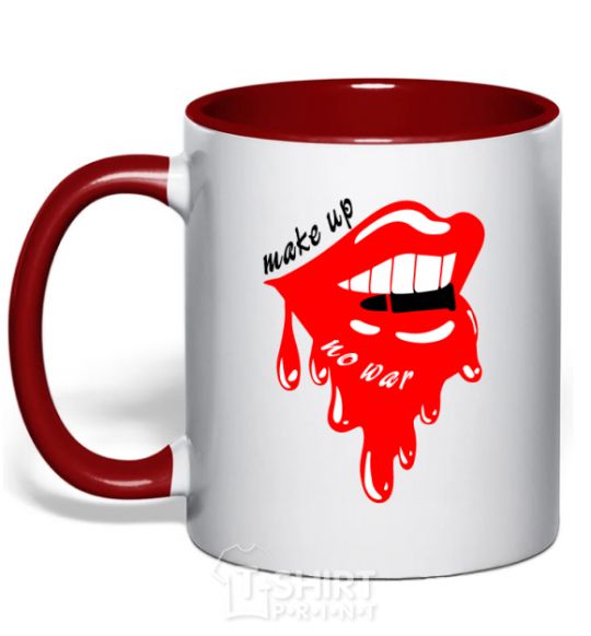 Mug with a colored handle Make up no war red фото