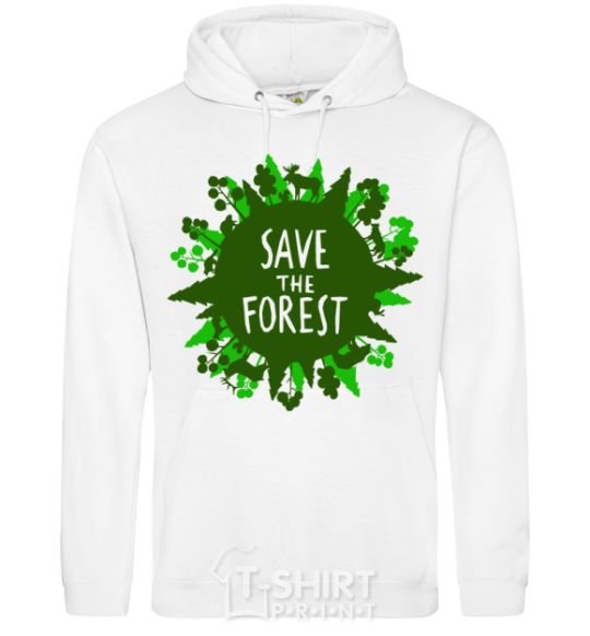 Мужская толстовка (худи) Save the forest Белый фото