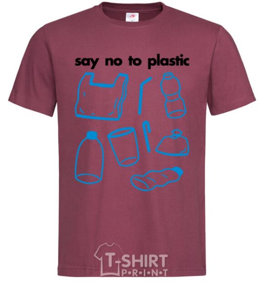 Men's T-Shirt Say no to plastic burgundy фото