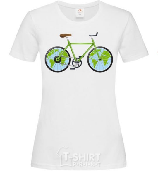 Women's T-shirt Bike planet White фото