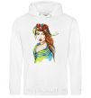 Men`s hoodie Ukrainian woman in the flag White фото