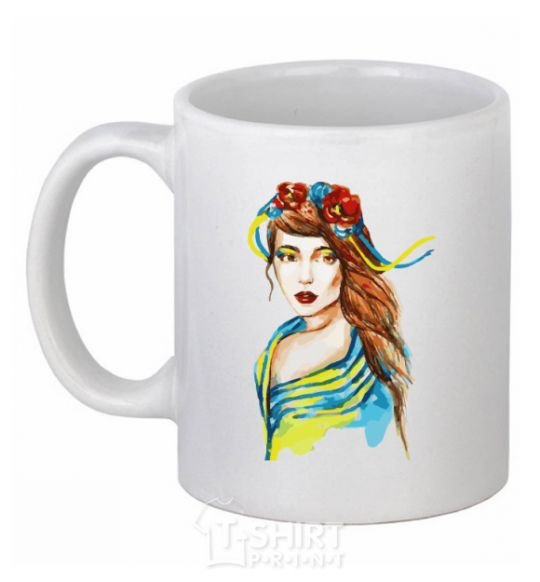 Чашка керамическая Українка в прапорі Белый фото