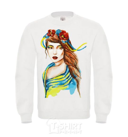 Sweatshirt Ukrainian woman in the flag White фото