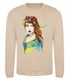 Sweatshirt Ukrainian woman in the flag sand фото