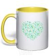 Mug with a colored handle Patriotic heart yellow фото