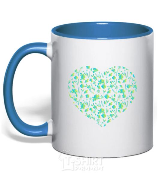 Mug with a colored handle Patriotic heart royal-blue фото