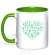 Mug with a colored handle Patriotic heart kelly-green фото