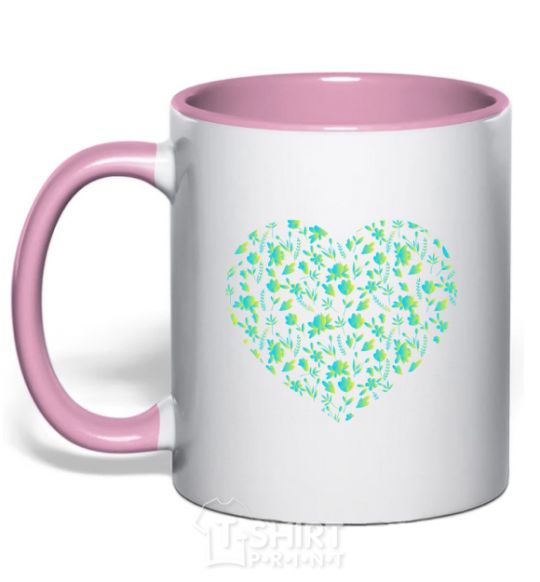 Mug with a colored handle Patriotic heart light-pink фото