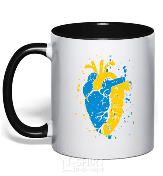 Mug with a colored handle The heart of a Ukrainian black фото