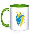 Mug with a colored handle The heart of a Ukrainian kelly-green фото