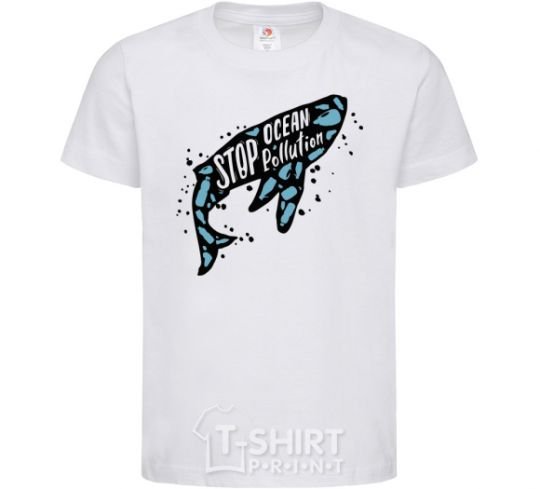 Kids T-shirt A whale pollution White фото