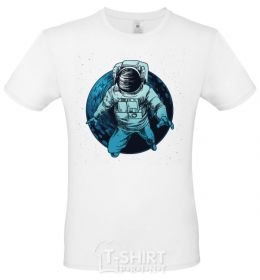 Men's T-Shirt The astronaut and the moon White фото