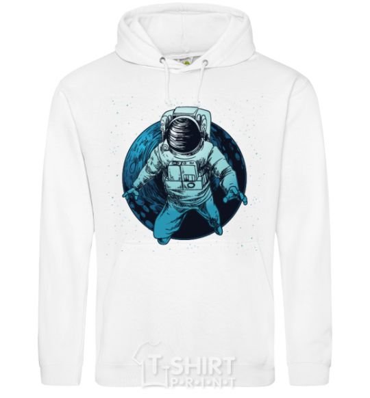 Men`s hoodie The astronaut and the moon White фото