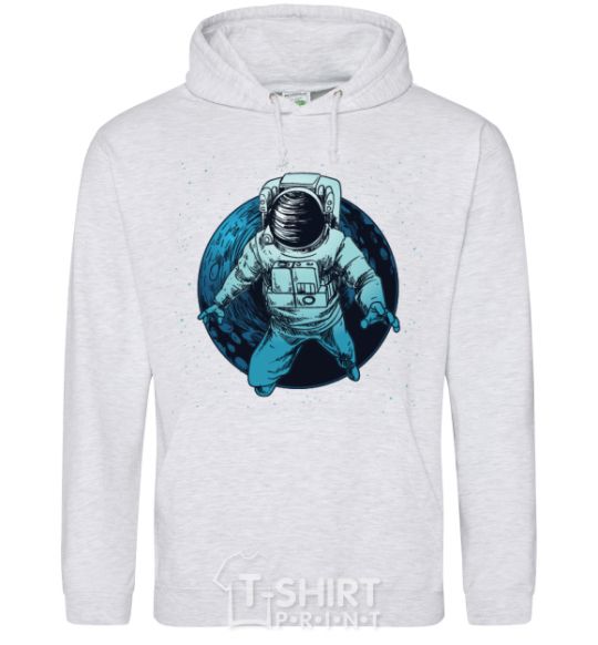 Men`s hoodie The astronaut and the moon sport-grey фото