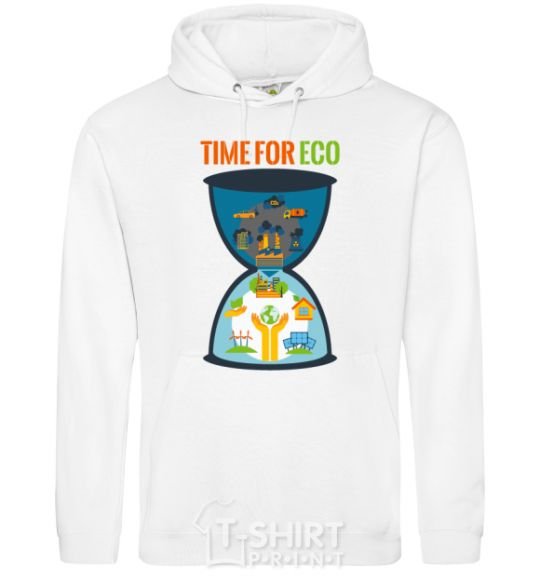 Men`s hoodie Time for eco Hourglass White фото