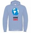 Men`s hoodie Warming warning sky-blue фото