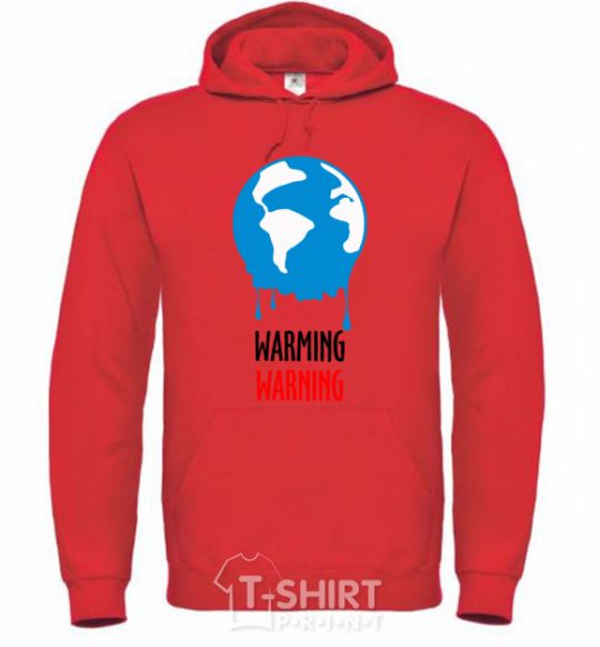 Men`s hoodie Warming warning bright-red фото