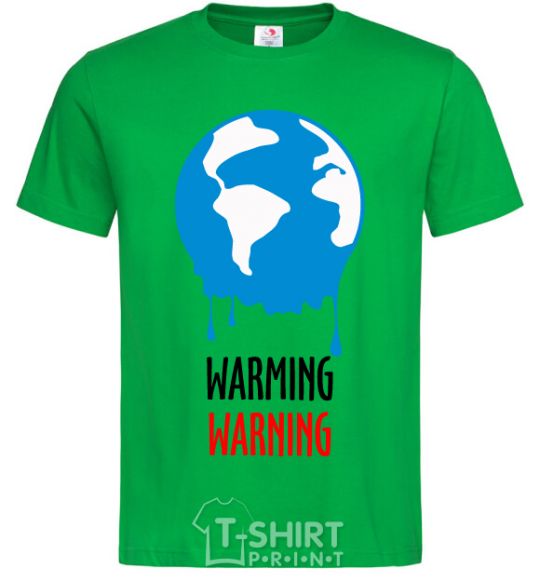 Мужская футболка Warming warning Зеленый фото