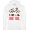 Men`s hoodie Burn carbs not oil White фото