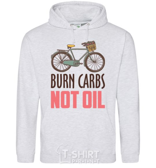 Men`s hoodie Burn carbs not oil sport-grey фото