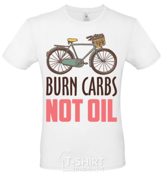 Мужская футболка Burn carbs not oil Белый фото