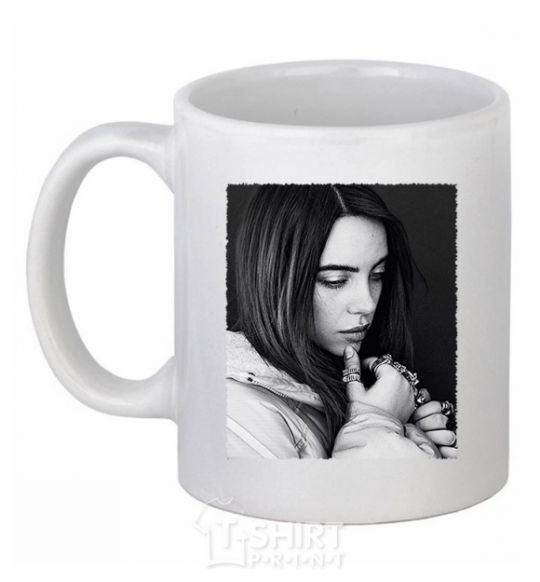 Ceramic mug Billie Eilish bw White фото