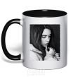 Mug with a colored handle Billie Eilish bw black фото