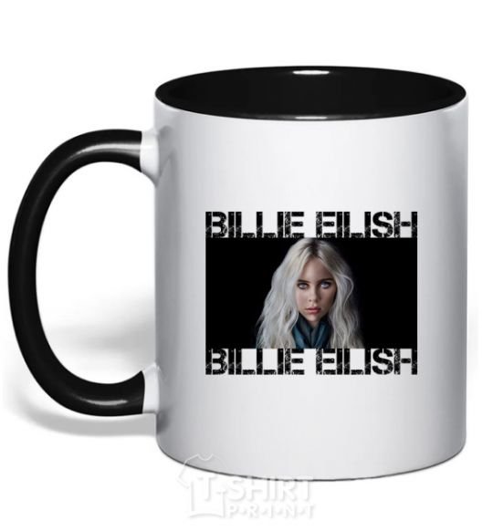 Mug with a colored handle Billie Eilish promo black фото