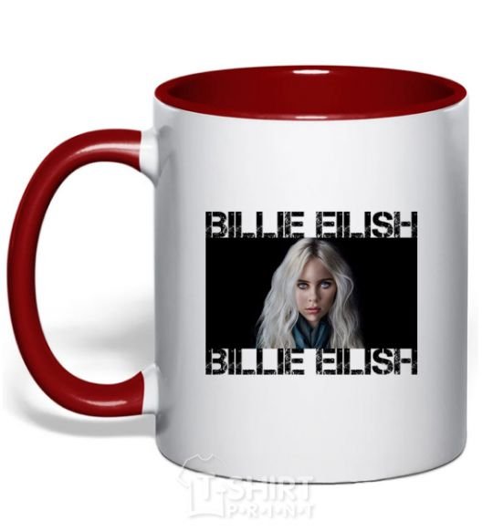 Mug with a colored handle Billie Eilish promo red фото