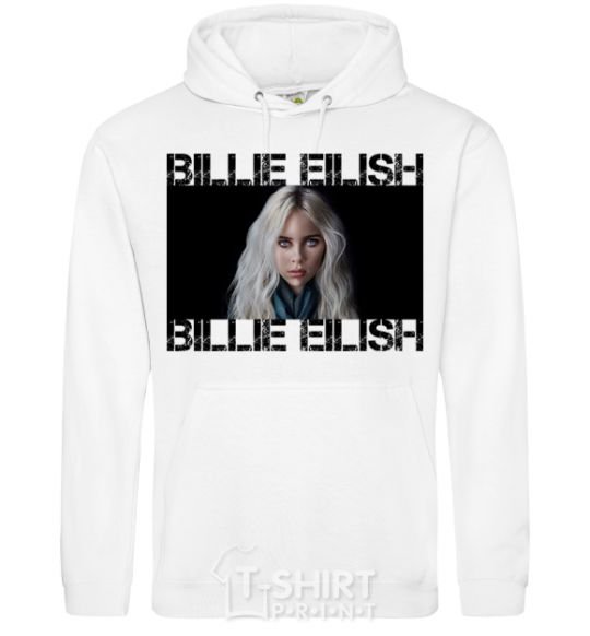 Мужская толстовка (худи) Billie Eilish promo Белый фото