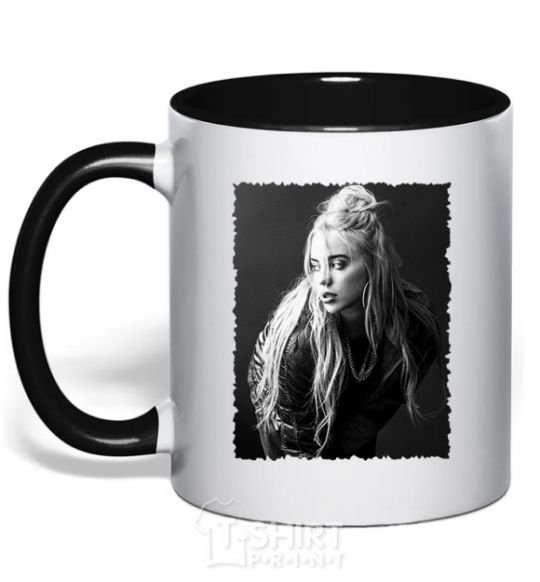 Mug with a colored handle Billie Eilish black фото