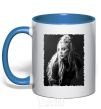 Mug with a colored handle Billie Eilish royal-blue фото