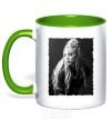 Mug with a colored handle Billie Eilish kelly-green фото