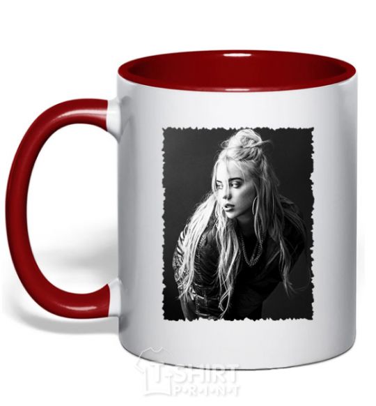 Mug with a colored handle Billie Eilish red фото
