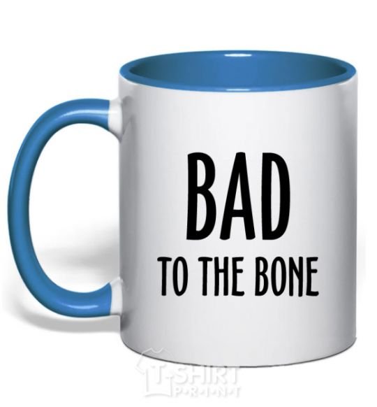 Mug with a colored handle Bad to the bone royal-blue фото