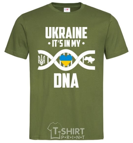 Мужская футболка Ukraine it's my DNA Оливковый фото