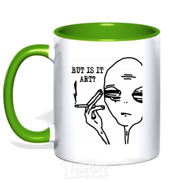 Mug with a colored handle But is it art kelly-green фото