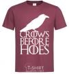 Men's T-Shirt Crows before hoes burgundy фото