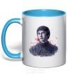 Mug with a colored handle Bran art sky-blue фото