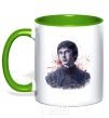 Mug with a colored handle Bran art kelly-green фото