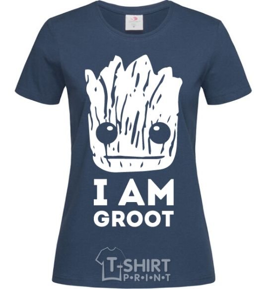 Women's T-shirt I'm Groot wh navy-blue фото