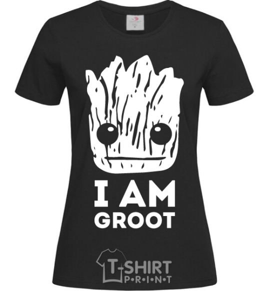 Women's T-shirt I'm Groot wh black фото