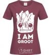 Women's T-shirt I'm Groot wh burgundy фото