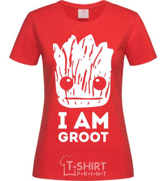 Women's T-shirt I'm Groot wh red фото