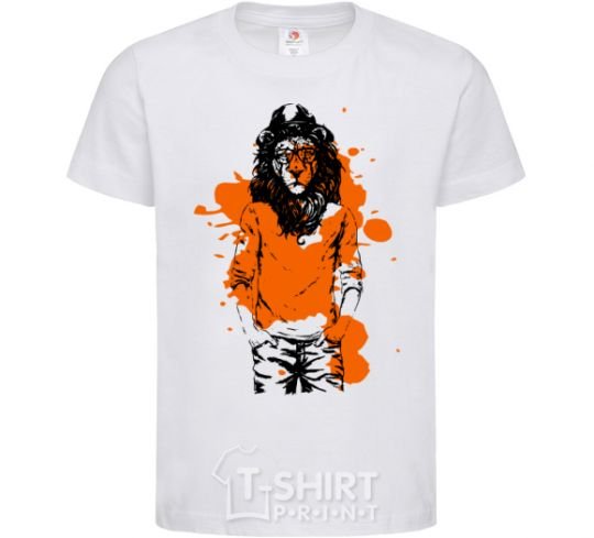 Kids T-shirt A lion in a cap White фото