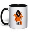 Mug with a colored handle A lion in a cap black фото