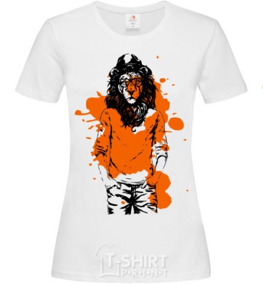 Women's T-shirt A lion in a cap White фото