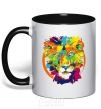 Mug with a colored handle Lioness black фото