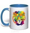 Mug with a colored handle Lioness royal-blue фото