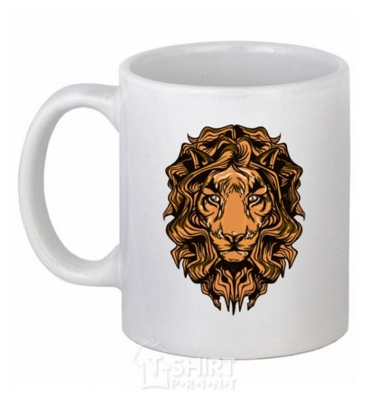 Ceramic mug Lion's head White фото